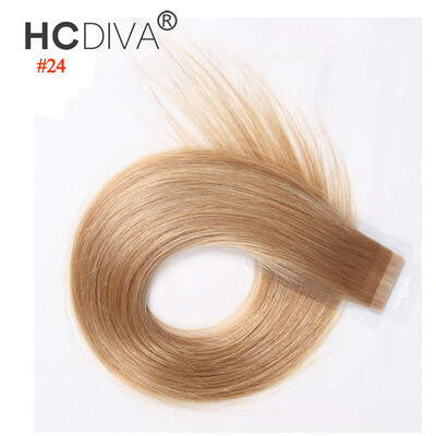 

HCDIVA 18 22 Tape Hair Virgin Human Hair Extensions Straight 20pcspack PU Tape In Hair Skin Weft 40gset Color 18 22 24 60