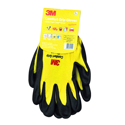 

3M nitrile wear-resistant coating protective gloves non-slip work gloves comfortable breathable cotton gloves yellow L