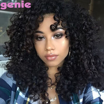

GENIE Long Afro Kinky Curly Wigs For Black Women Heat Resistant Natural Black Cosplay or Party Free Shipping