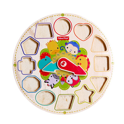 

Фишер (Fisher-Price) часы Деревянного здание часы блочной модели детские игрушка головоломка 1-6 лет ребенок раннего детства образовательного макияж FP1023