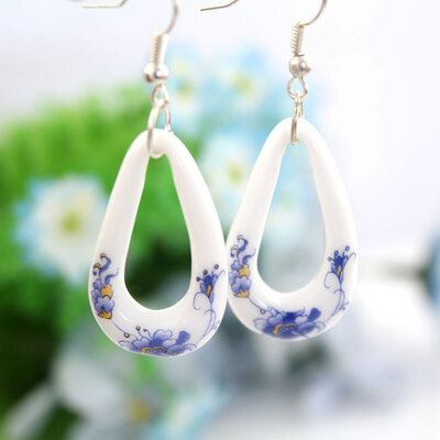 

Hot Sale Beautiful peony Drop earrings women fashion ceramics flower Handmake accessory free shipping china Factory direct sale