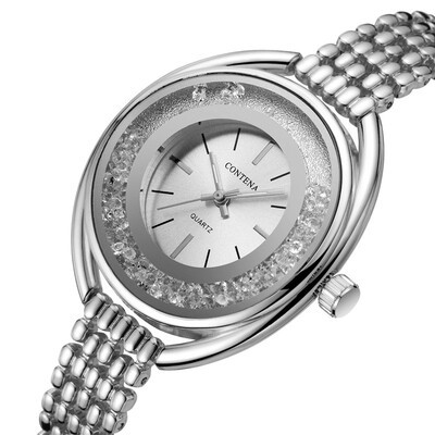 

CONTENA Luxury Fashion Stainless Steel Women Bracelet Watches Diamonds Ladies Dress Wristwatches Elegant Unique Clock