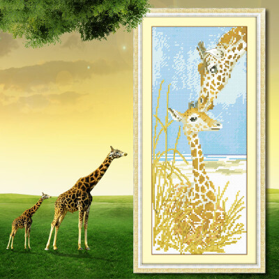 

embroider DIY DMC Cross stitch,Sets For Embroidery kits Giraffe 's mother and child loves factory direct sale