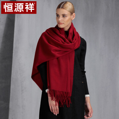 

Hengyuanxiang wool thickening long classic tassel autumn&winter scarf warm&comfortable ladies scarf shawl two with 50M17306 deep red