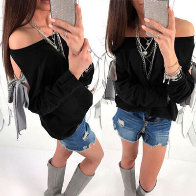 

Womens Off Shoulder Baggy Ladies Tops Chunky Knitted Oversized Sweater Jumper UK