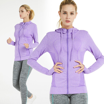 

El Monte ALPINT MOUNTAIN Outdoor Running One-piece Hooded Long-sleeved Cardigan Sweater Sports Jacket Women Yoga Fitness Wear Fitness Wear 650-904 Purple XL