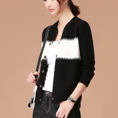 

City plus CITYPLUS 2017 autumn&winter new women&39s arts&crafts wild fight sweater sweater knitted jacket CWWT178566 black M