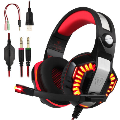 

Gaming Headset, Beexcellent Over-ear Stereo Bass Wired Hi-Fi Gaming Headphones USB&3.5mm Noise Reduction with Microphone & LED Lig