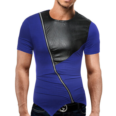 

Male 2017 Brand Short Sleeve Straight Zipper T Shirt O-Neck Slim Men T-Shirt Tops Fashion Mens Tee Shirt T Shirts 2XL