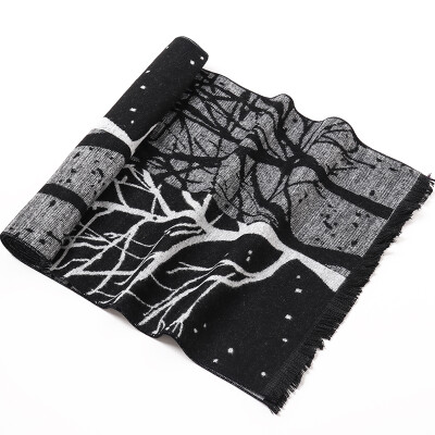 

Yu Zhaolin YUZHAOLIN scarves male winter warm autumn&winter business casual Korean version of the scarf men short scarves black&white trees