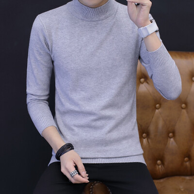 

2017 new high-neck sweater men autumn and winter new casual men's self-cultivation youth pure men's sweater as gift for men