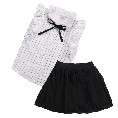 

2pcs Baby Girls Kids Ruffles Shirt Tops+Short Skirts Outfits Party Dress Hot