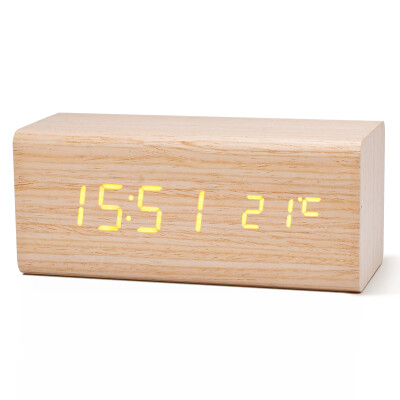 

Alarm Clock Student Sound Control LED USB Solid Wood Desk Clocks Digital Tempreture Display Light LED Alarm Clock Orange Clock