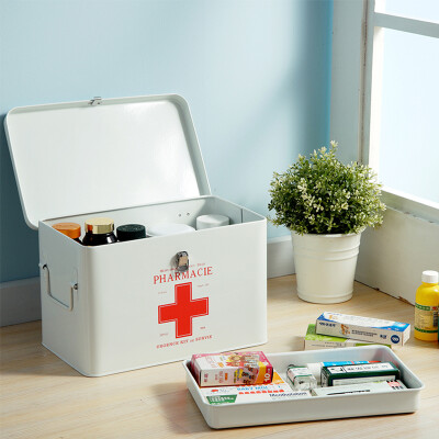 

【Jingdong Supermarket】 Ou Runzhi emergency medicine box large double double lock family double handle hand box white