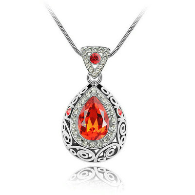 

Yoursfs® 18K White Gold Plated Crystal Tear Pandent Statement Necklace Use Ruby Austrian Crystal Fashion Jewelry