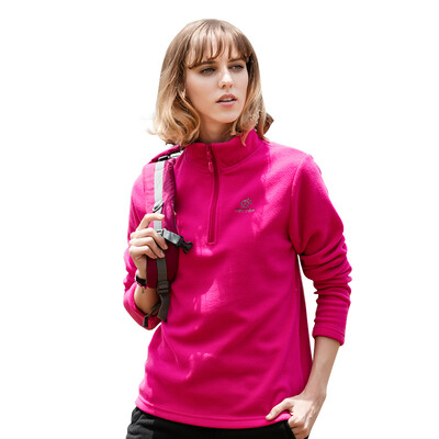 

TECTOP catching fleece outdoor thick warm men&women catch fleece solid color stand collar half cardigan soft comfortable catch fleece WZRY034 female models rose red