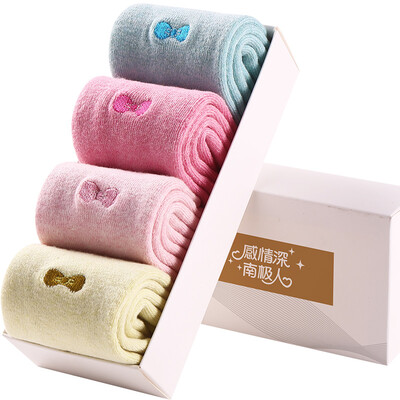 

Nanjiren 4 pairs of socks ladies cotton socks fashion casual warm socks uniform code bow