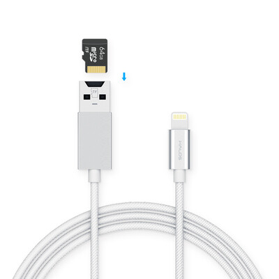 

Black spiral HALOS dog disk Pro smart data cable Apple phone U disk IPone6 6S 7Plus external storage expandable memory smart card reader Moonlight silver