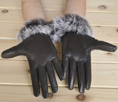 

Sheepskin leather gloves winter woman