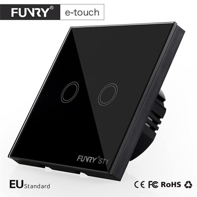 

FUNRY ST1 EU Standard 2Gang Smart Remote Control/Touch Radio Light Switch Momentary Push Button Luxury Tempered Glass 433MHz