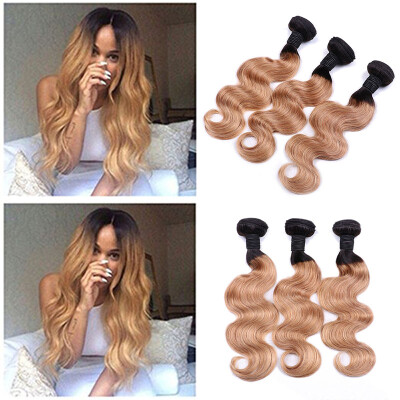 

Unprocessed Ombre Brazilian Virgin Hair Body Wave 4 Bundles 1B/27 Ombre Brazilian Hair Weave Bundles Human Hair Extensions