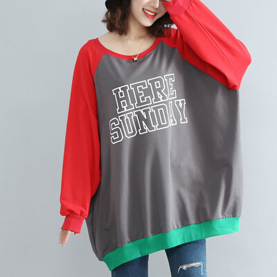 

City plus CITYPLUS 2017 autumn&winter new style women&39s clothing large size fat MM loose round neck letters printed stitching bat sleeve wild long-sleeved T-shirt CWTC179657 black uniform