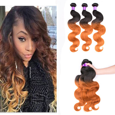 

Ombre Brazilian Hair Weave Bundles 3Pcs Two Tone Virgin Hair Ombre Body Wave Two Tone #4/#27 Brazilian Ombre Human Hair Bundles