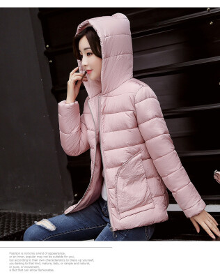 

Winter short paragraph women's cotton hooded loose cold feather cotton down large size thick cotton jacket