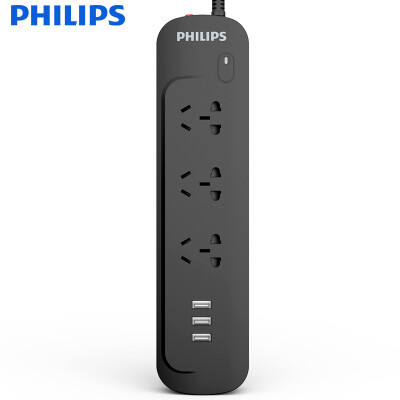 

Philips PHILIPS 3 18 m socket child protection door wiring board 3USB 24A plug board lightning protection surge jacking overload protection row plug