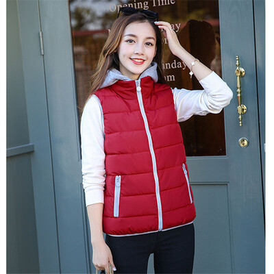 

2017 autumn and winter new feather cotton vest female short section Korean version of the self-cultivation hooded wild shoulder ho