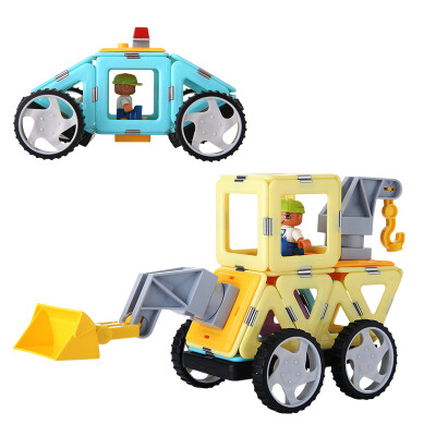 

MAGPLAYER Large 6.5CM Steel Magnet Engineering Car Series 145 Magnet Lighters Construction Vehicles Series Toys Lift Puzzle Children's Magnetic Building Blocks Toys