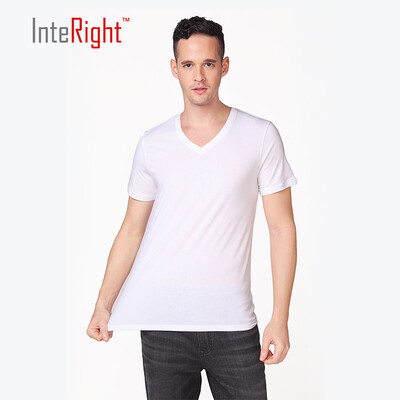 

INTERIGHT short-sleeved T-shirt mens cotton V-neck bottoming shirt 2 pieces gray Navy