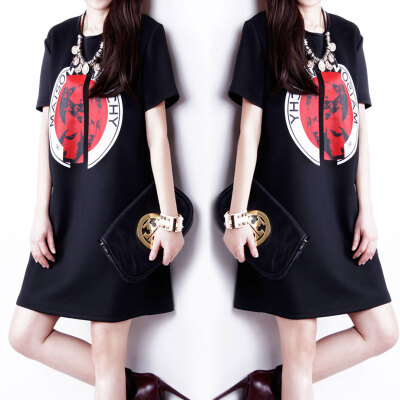 

Lovaru ™New 2015 fashion Retro joker render packet buttock cultivate one's morality dress with short sleeves