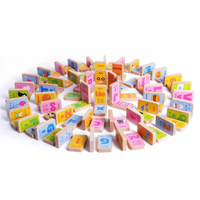 

Wood play family children cognitive blocks toys 100 Pinyin cognitive domino B4111B