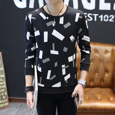 

2017 autumn new men's sweater youth Slim trend printing shirt casual men's sweater