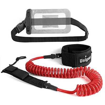 

Premium 10 SUP Leash Coiled Paddle Board Leash 11 Colors with Waterproof Wallet for Standup Paddle&Surfboard Surfing