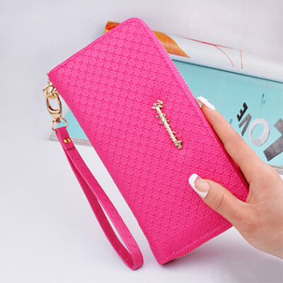 

New solid color wrist strap handbag fashion Korean long paragraph women zipper wallet large capacity wallet