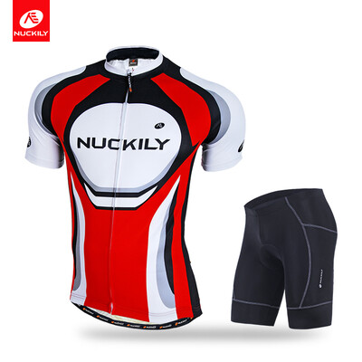 

NUCKILY Mens summer bicycle shorts&jersey with Quick-drying- proof zip pocket suit