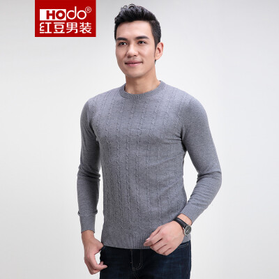 

Red beans Hodo men's sweaters men fashion imitation twist-shaped jacquard men's round neck Slim sweater S5 black 180 / 96A