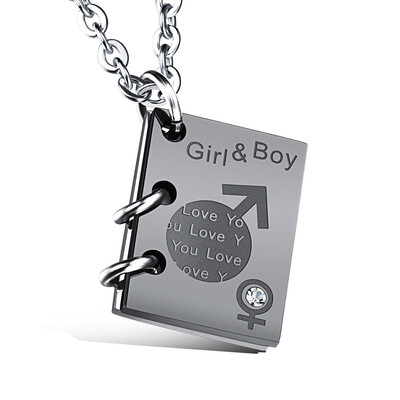 

Couples Open Love Notebook Pendant Necklace Inlaid Cubic Zirconia Love Book Valentines Day Gift Fashion Jewelry