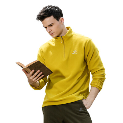 

TECTOP catching fleece outdoor thickening warm men&women catching fleece solid color stand collar half cardigan soft&comfortable catching fleece MZRY033 male models ginger yellow M
