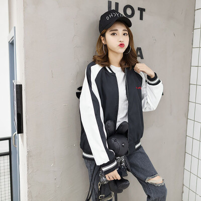 

2017 autumn new embroidery baseball service BF was a large size jacket students small jacket female Harajuku jacket