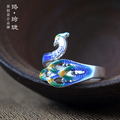 

Luo Linglong s999 sterling silver peacock ring personality retro ladies ring creative ring