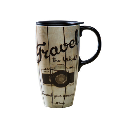 

A Ting Tall Ceramic Travel Mug Coffee Water Cup with Sealed Lid 17 oz
