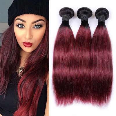 

Brazilian T1B/99J 3 Bundles Cheap Human Hair Bundles Ombre Hair Straight Ombre Hair free shipping