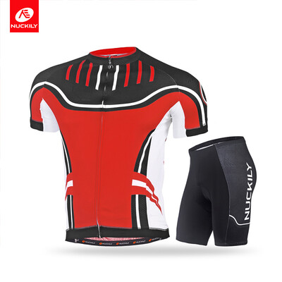

NUCKILY Summer Cycling Short Suit for Men Soft Touch Mesh Line Breathable Cycling Jersey&Foam Padded Short