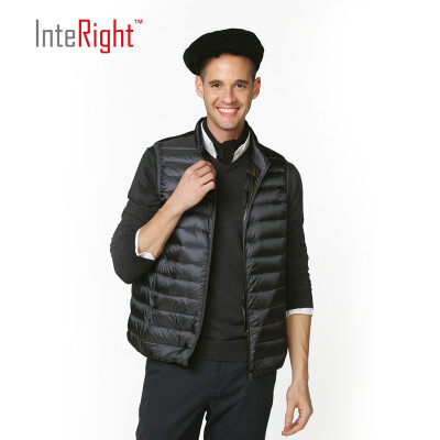 

INTERIGHT 90 white duck down men collar ultra-light portable feather vest gray blue  code