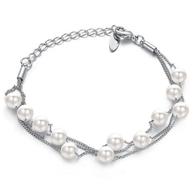 

Yoursfs pearl beads bracelet for bridesmaid gift Delicate white Gold plated Chain Bracelet jewlery