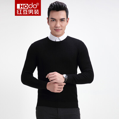 

Red beans Hodo men's sweaters men's fashion ribs solid color Slim round men's sweater G1 green 180 / 96A
