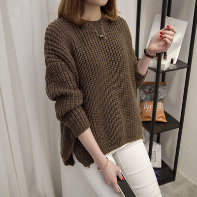 

2017 autumn new long-sleeved thick needle color solid sweater shirt coat sweater
